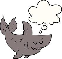 cartoon shark and thought bubble vector