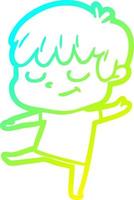 cold gradient line drawing cartoon happy boy vector