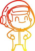 warm gradient line drawing happy cartoon astronaut vector