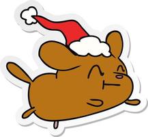 pegatina navideña caricatura de perro kawaii vector