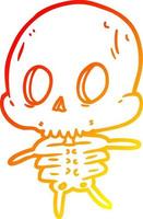 warm gradient line drawing cute cartoon skeleton vector