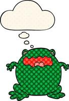 cartoon toad and thought bubble in comic book style vector