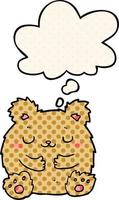 cute cartoon bear and thought bubble in comic book style vector