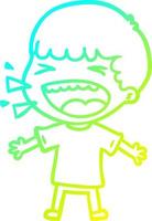 cold gradient line drawing cartoon laughing man vector
