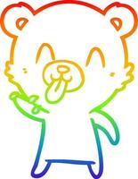 rainbow gradient line drawing rude cartoon bear vector