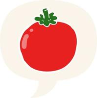 caricatura, tomate, y, burbuja del discurso, en, estilo retro vector