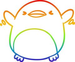 dibujo de línea de gradiente de arco iris lindo pingüino batiendo alas vector