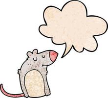 cartoon fat rat and speech bubble in retro texture style vector