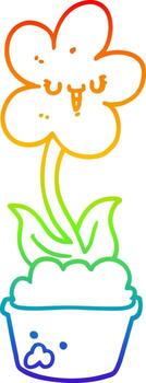 arco iris gradiente línea dibujo lindo dibujos animados flor vector