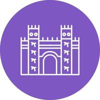 Ishtar Gate Line Circle Background Icon vector