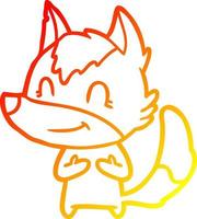 warm gradient line drawing friendly cartoon wolf vector