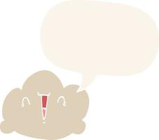 cartoon cloud and speech bubble in retro style vector