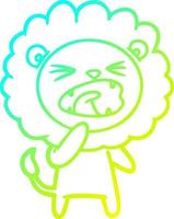 cold gradient line drawing cartoon angry lion vector