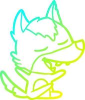 cold gradient line drawing cartoon wolf laughing vector