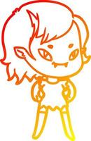 warm gradient line drawing cartoon friendly vampire girl vector