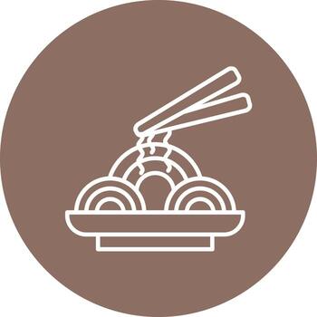 pad thai línea círculo icono de fondo vector