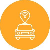 Connected Vehicle Line Circle Background Icon vector