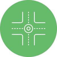 Four Way Intersection Line Circle Background Icon vector