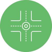 Four Way Intersection Line Circle Background Icon vector