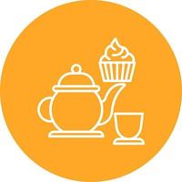 Afternoon Tea Line Circle Background Icon vector