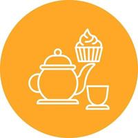 Afternoon Tea Line Circle Background Icon vector