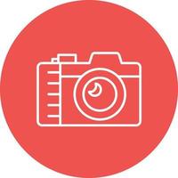 Compact Camera Line Circle Background Icon vector