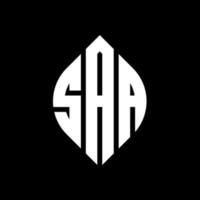 SAA circle letter logo design with circle and ellipse shape. SAA ellipse letters with typographic style. The three initials form a circle logo. SAA Circle Emblem Abstract Monogram Letter Mark Vector. vector