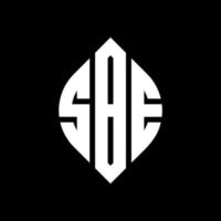 SBE circle letter logo design with circle and ellipse shape. SBE ellipse letters with typographic style. The three initials form a circle logo. SBE Circle Emblem Abstract Monogram Letter Mark Vector. vector