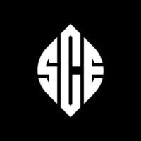 SCE circle letter logo design with circle and ellipse shape. SCE ellipse letters with typographic style. The three initials form a circle logo. SCE Circle Emblem Abstract Monogram Letter Mark Vector. vector