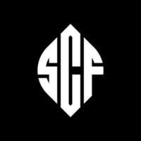 SCF circle letter logo design with circle and ellipse shape. SCF ellipse letters with typographic style. The three initials form a circle logo. SCF Circle Emblem Abstract Monogram Letter Mark Vector. vector