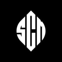 SCM circle letter logo design with circle and ellipse shape. SCM ellipse letters with typographic style. The three initials form a circle logo. SCM Circle Emblem Abstract Monogram Letter Mark Vector. vector