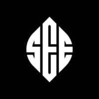 SEE circle letter logo design with circle and ellipse shape. SEE ellipse letters with typographic style. The three initials form a circle logo. SEE Circle Emblem Abstract Monogram Letter Mark Vector. vector