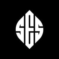 SES circle letter logo design with circle and ellipse shape. SES ellipse letters with typographic style. The three initials form a circle logo. SES Circle Emblem Abstract Monogram Letter Mark Vector. vector