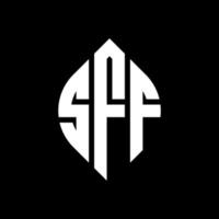 SFF circle letter logo design with circle and ellipse shape. SFF ellipse letters with typographic style. The three initials form a circle logo. SFF Circle Emblem Abstract Monogram Letter Mark Vector. vector