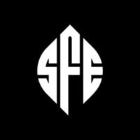 SFE circle letter logo design with circle and ellipse shape. SFE ellipse letters with typographic style. The three initials form a circle logo. SFE Circle Emblem Abstract Monogram Letter Mark Vector. vector