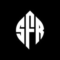 diseño de logotipo de letra de círculo sfr con forma de círculo y elipse. letras de elipse sfr con estilo tipográfico. las tres iniciales forman un logo circular. vector de marca de letra de monograma abstracto del emblema del círculo sfr.