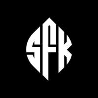 diseño de logotipo de letra de círculo sfk con forma de círculo y elipse. Letras de elipse sfk con estilo tipográfico. las tres iniciales forman un logo circular. vector de marca de letra de monograma abstracto del emblema del círculo sfk.