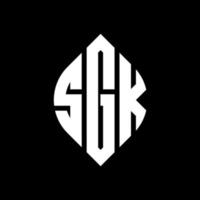 diseño de logotipo de letra de círculo sgk con forma de círculo y elipse. letras de elipse sgk con estilo tipográfico. las tres iniciales forman un logo circular. sgk círculo emblema resumen monograma letra marca vector. vector