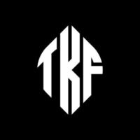 TKF circle letter logo design with circle and ellipse shape. TKF ellipse letters with typographic style. The three initials form a circle logo. TKF Circle Emblem Abstract Monogram Letter Mark Vector. vector