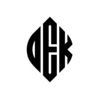 OEK circle letter logo design with circle and ellipse shape. OEK ellipse letters with typographic style. The three initials form a circle logo. OEK Circle Emblem Abstract Monogram Letter Mark Vector. vector
