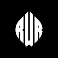 RWR circle letter logo design with circle and ellipse shape. RWR ellipse letters with typographic style. The three initials form a circle logo. RWR Circle Emblem Abstract Monogram Letter Mark Vector. vector