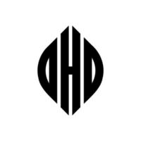 OHD circle letter logo design with circle and ellipse shape. OHD ellipse letters with typographic style. The three initials form a circle logo. OHD Circle Emblem Abstract Monogram Letter Mark Vector. vector