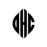 diseño de logotipo de letra de círculo ohc con forma de círculo y elipse. ohc letras elipses con estilo tipográfico. las tres iniciales forman un logo circular. vector de marca de letra de monograma abstracto del emblema del círculo ohc.