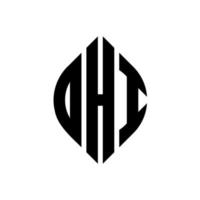 OHI circle letter logo design with circle and ellipse shape. OHI ellipse letters with typographic style. The three initials form a circle logo. OHI Circle Emblem Abstract Monogram Letter Mark Vector. vector
