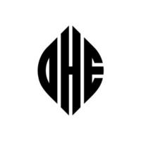 OHE circle letter logo design with circle and ellipse shape. OHE ellipse letters with typographic style. The three initials form a circle logo. OHE Circle Emblem Abstract Monogram Letter Mark Vector. vector