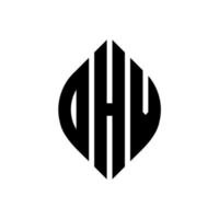 OHV circle letter logo design with circle and ellipse shape. OHV ellipse letters with typographic style. The three initials form a circle logo. OHV Circle Emblem Abstract Monogram Letter Mark Vector. vector