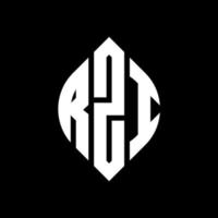 RZI circle letter logo design with circle and ellipse shape. RZI ellipse letters with typographic style. The three initials form a circle logo. RZI Circle Emblem Abstract Monogram Letter Mark Vector. vector