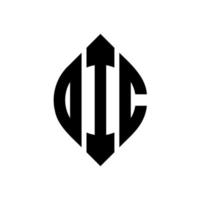 OIC circle letter logo design with circle and ellipse shape. OIC ellipse letters with typographic style. The three initials form a circle logo. OIC Circle Emblem Abstract Monogram Letter Mark Vector. vector