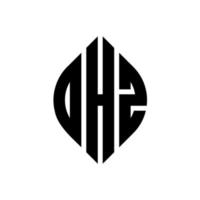 diseño de logotipo de letra de círculo de ohz con forma de círculo y elipse. ohz letras elipses con estilo tipográfico. las tres iniciales forman un logo circular. vector de marca de letra de monograma abstracto de emblema de círculo de ohz.
