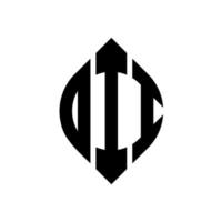OII circle letter logo design with circle and ellipse shape. OII ellipse letters with typographic style. The three initials form a circle logo. OII Circle Emblem Abstract Monogram Letter Mark Vector. vector